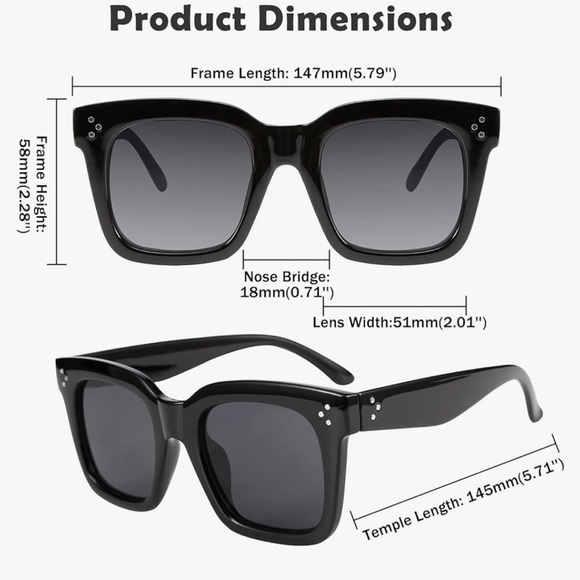 Feisedy Women’s Butterfly Sunglasses Black ⚫️ Oversized Vintage Style - Picture 2 of 2